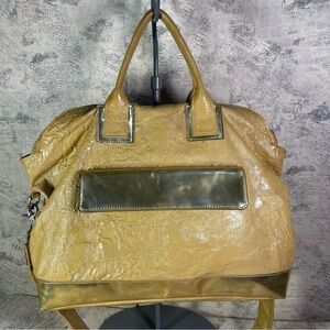 Tylie Malibu patent leather yellow tote bag